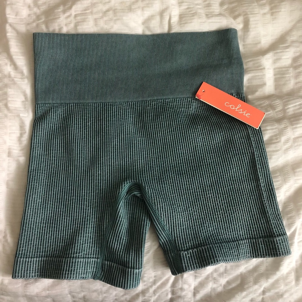 Women’s Ribbed Bike Shorts - Colsie / Green - S